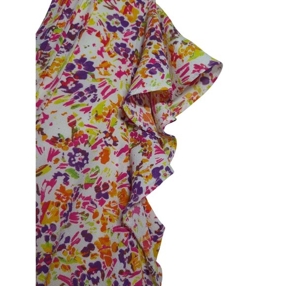 Julia Jordan Floral Ruffle Maxi Dress Women( 8) Multicolor V Neck Short Sleeve. - Picture 6 of 14
